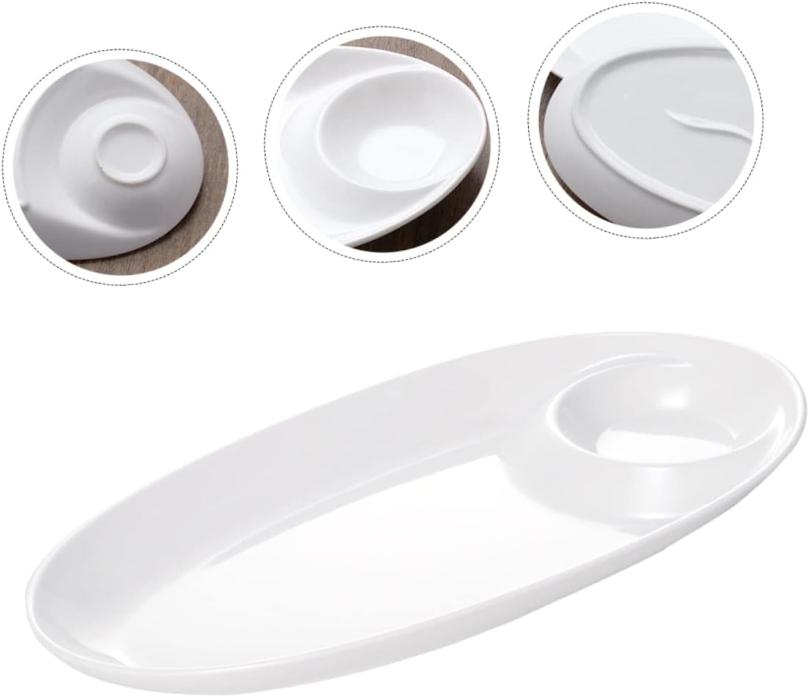 Ceramic Divided Plate for Breakfast Multi-function Food Tray for Sushi Snacks and Appetizers Easy to Clean Compact Design Serving Dish