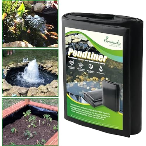 Sinimaka Pond Liner 16 x 20 Ft, HDPE Durable Pond Liners for Outdoor Ponds, Pond Liners for Fish, Koi, Water Garden, Waterfall, Fountain