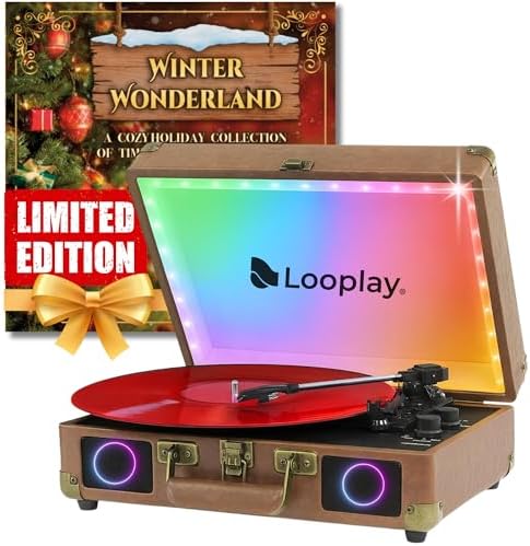 Premium Bluetooth Vinyl Record Player with Speakers & LED Lights ...