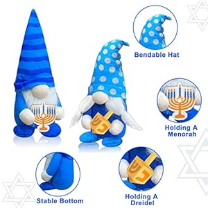 TURNMEON 2 Pcs Hanukkah Gnome Decorations Plush Chanukah Gnomes Hold Menorah Dreidel Swedish Tomte Nisse Doll Table Ornaments Gift Decor for Home Indoor Coffee Party Supplies TURNMEON 2 Pcs Hanukkah Gnome Decorations Plush Chanukah Gnomes Hold Menorah Dreidel Swedish Tomte Nisse Doll Table Ornaments Gift Decor for Home Indoor Coffee Party Supplies