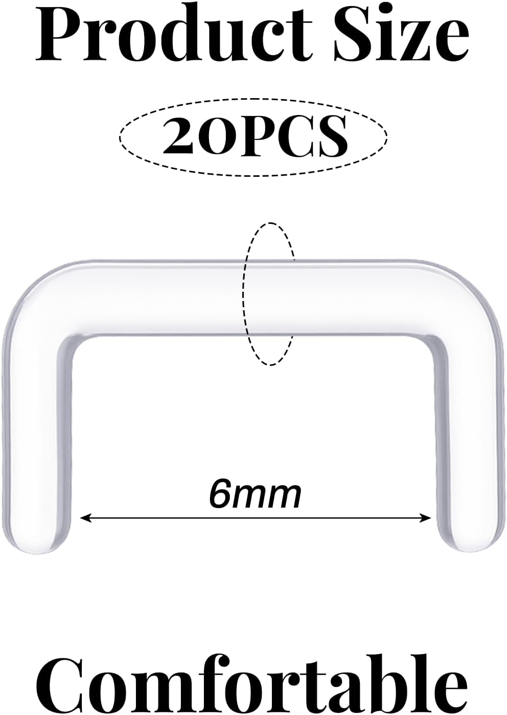 Yolev 20Pcs 16G Clear Septum Retainer Acrylic Septum Piercing Retainer Flexible U Shape Clear Septum Ring Retainers Hidden Body Piercings Jewelry for Work Women