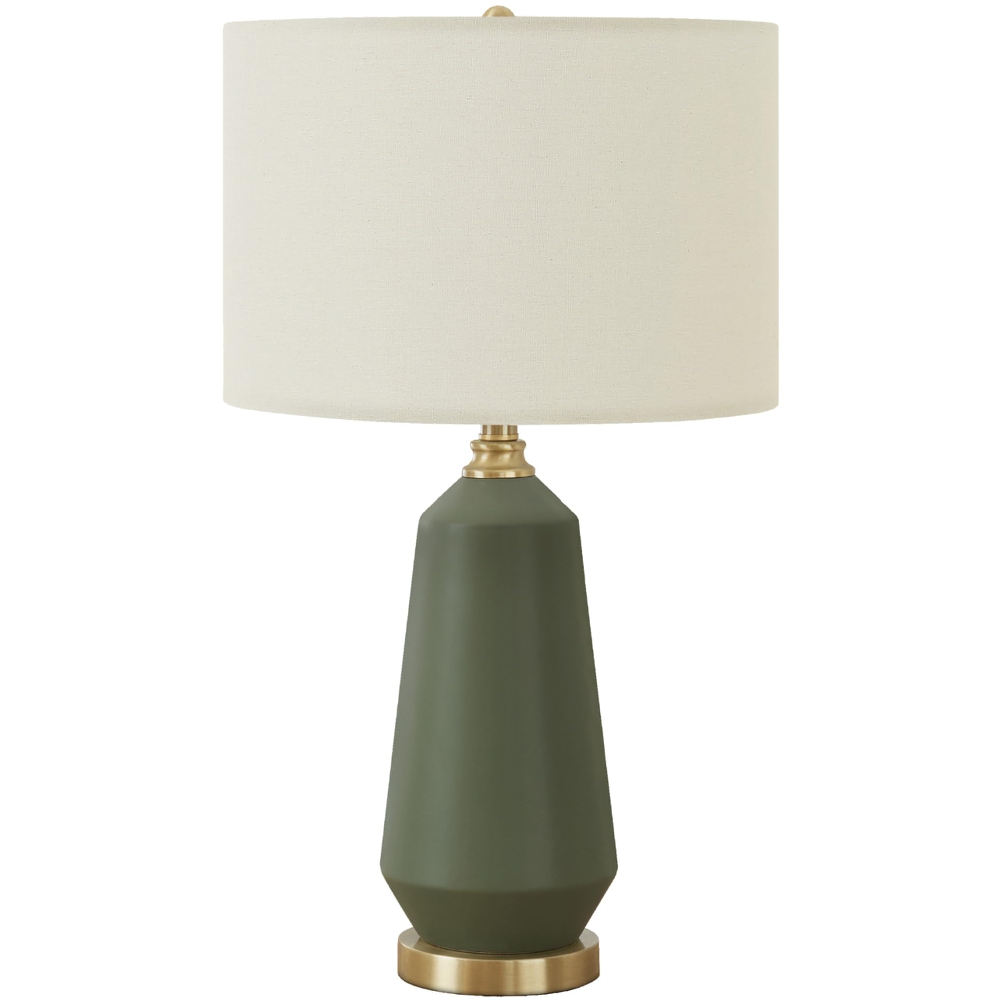 Monarch Specialties I 9624 LightingTable Lamp, Green Ceramic, Ivory/Cream Shade, Contemporary