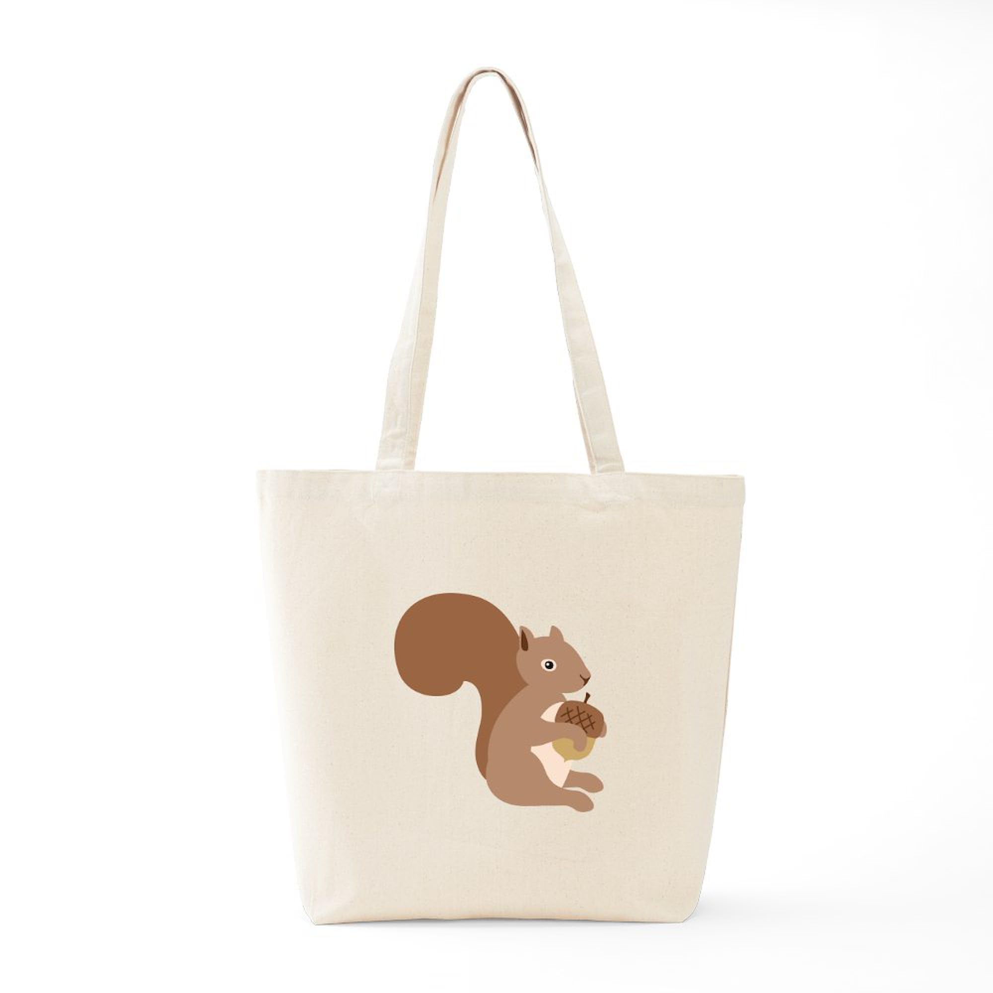Squirrely Squirrel Lover Tote Bag - Natural Canvas Reusable Shopping Bag, 2 Sizes - View #6