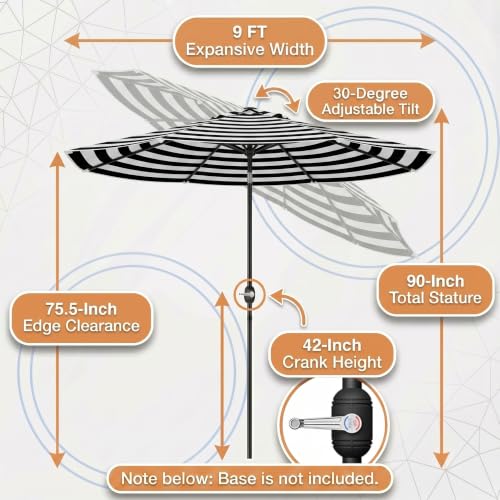 Image of Greesum 9FT Outdoor Patio Umbrella, Table Umbrella for Yard, Market, Heavy-Duty Waterproof Pool Umbrella with 8 Sturdy Ribs, UV Protection for Beach, Deck, Garden, Backyard