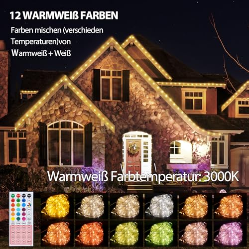 StarryEver 10M LED Schlauch Lichterkette Außen, 100er LED Lichtschlauch Außen IP68, 30 Farben Lichterkette Innen Strombetrieben,Patio Lichterschlauch Strom mit Fernbedienung für Garten Balkon Hochzeit