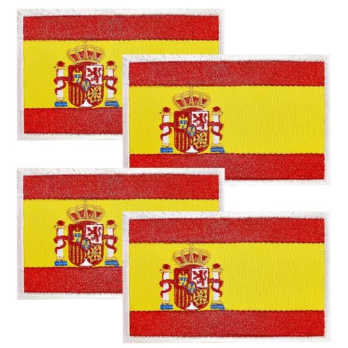 XPEX 4 Piezas 8x5cm Parches Militares Bordados Bandera España con Colores Oficiales, Parches España Bordados, para bolsas de ropa Mochila Uniforme Militar Táctico al aire libre Jersey