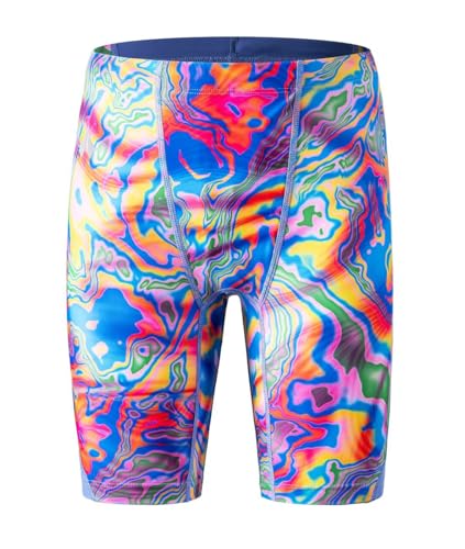 SURFEASY Jungen Jammer Badehose Schnelltrocknend Schwimmhose für Kinder Kompression Badeanzug (Lila/Kurve, M)