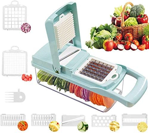 Gorgenius Vegetable Chopper, Onion Chopper Vegetable Slicer with Stainless Steel Blade Include Clean Brush and Hand Guard Made in USA (Grenn)