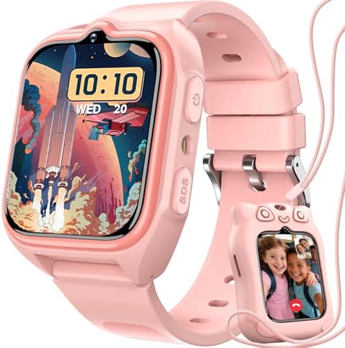 Blackview Smartwatch für Kinder, mit 1,75'' HD-Farb-Touchscreen, GPS, 4G, SOS Notruf, Telefonanruf, Videoanrufe, Sprachchat, SMS, LED-Taschenlampe, Wecker, Puzzlespiel, Schulmodus,