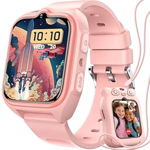 Blackview Smartwatch für Kinder, mit 1, 75'' HD-Farb-Touchscreen, GPS, 4G, SOS Notruf, Telefonanruf, Videoanrufe, Sprachchat, SMS, LED-Taschenlampe, Wecker, Puzzlespiel, Schulmodus, Kinderuhr Rosa