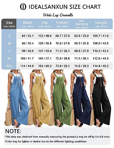 IDEALSANXUN Maternity Jumpsuit for Women Overalls 2024 Casual Summer Boho Loose Fit Flowy Cotton Linen Jumper Rompers Pregnancy Outfits, Black, L - Thumbnail 5