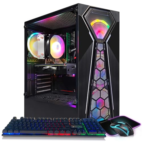 STGAubron Prebuilt Gaming PC, Radeon RX 580 8G GDDR5, AMD Athlon 3000G 3.5G, 16G DDR4, 512G SSD, WiFi 6, BT 5.0, RGB Fan x4, Windows 11 Home