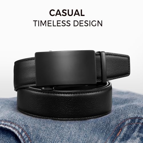 Image of Zitahli Belt Men,Leather Ratchet Belt for Men Dress Casual Every Day with Adjustable Buckle,Trim to Fit For Gift
