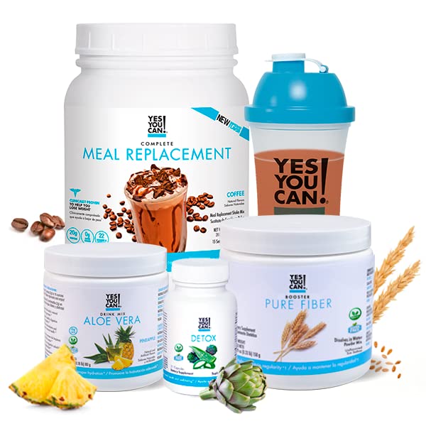 Yes You Can! Kit Detox Plus, limpieza diaria de fibra pura, reemplazo de comidas, mezcla de bebidas, refuerzo de batido y suplemento, kit de