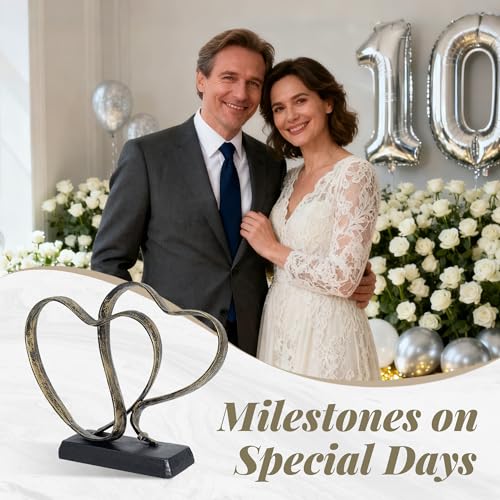 Wedding for Couple, Two Hearts and Cross Iron Sculpture, Heart Sculpture Gift for Her and Him, 1st 10th 25th to 50th or 60th Anniversary, Includes Present Box and Poem Card - Image 5
