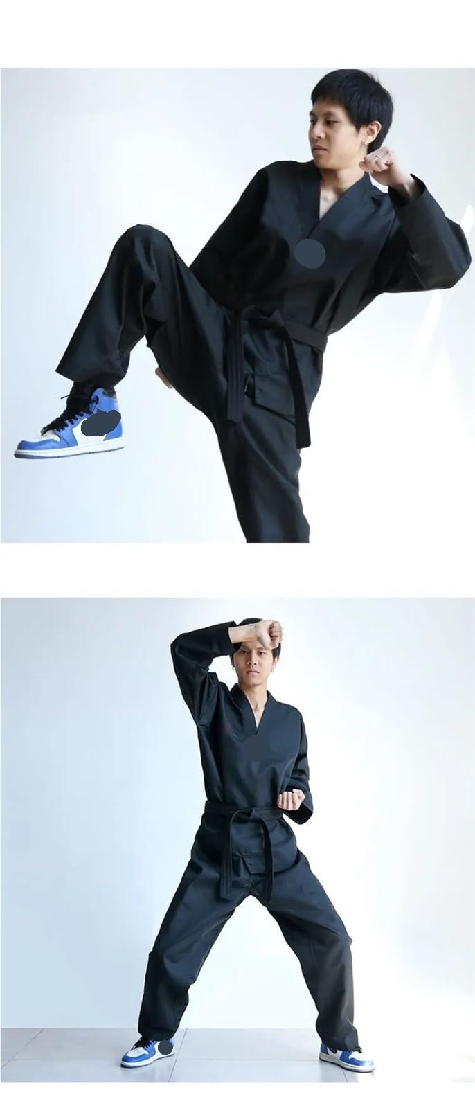 Traje De Judo Trajes de Judo Negros for Hombres y Mujeres Adultos, Uniforme de Taekwondo, Conjunto de Ropa de Tae Kwon Do de algodón, Conjuntos de Ropa, Trajes de Karate con cinturón(L-160CM)