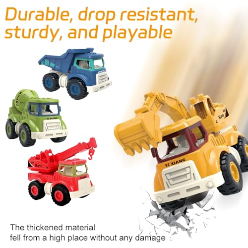 KBIBCK Sandspielzeug Bagger Sandkasten, 4 Stück BAU Bagger Spielzeug, Verwendung Kipplaster Baggers Strandspielzeug Auto, Sandspielzeug Sommerspielzeug für Mädchen Junge ab 1-8