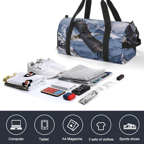 Flying Bald Eagle Gym Bag Duffle Bag for Travel Lightweight Carry On Tote Weekender Bags for Women Men4