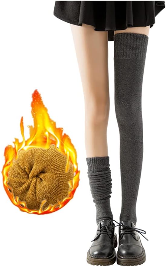 CHERISH 5 Pairs Women's Winter Cotton Knit Thermal High Stockings, Warm Tube High Tights Over Knee Socks image 3