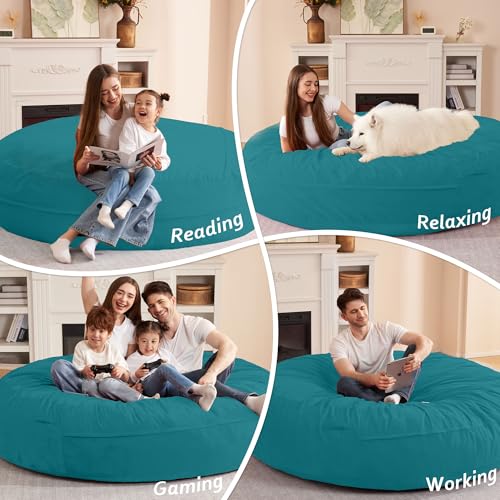 Image of HABUTWAY XX-Large Bean Bag Chair: Giant 7' Memory Foam Furniture Bean Bag Chairs for Adults with Microfiber Cover 7Ft（Sea Blue）