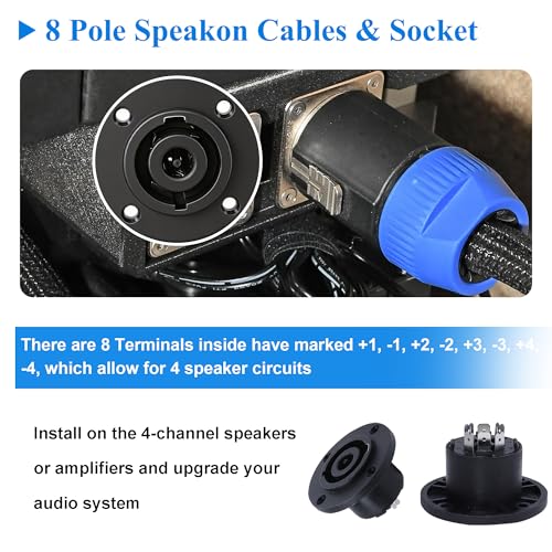 Image of 8 Pole Speakon Cables, 8 Pin NL8FC Pure Copper Wire 3.28FT