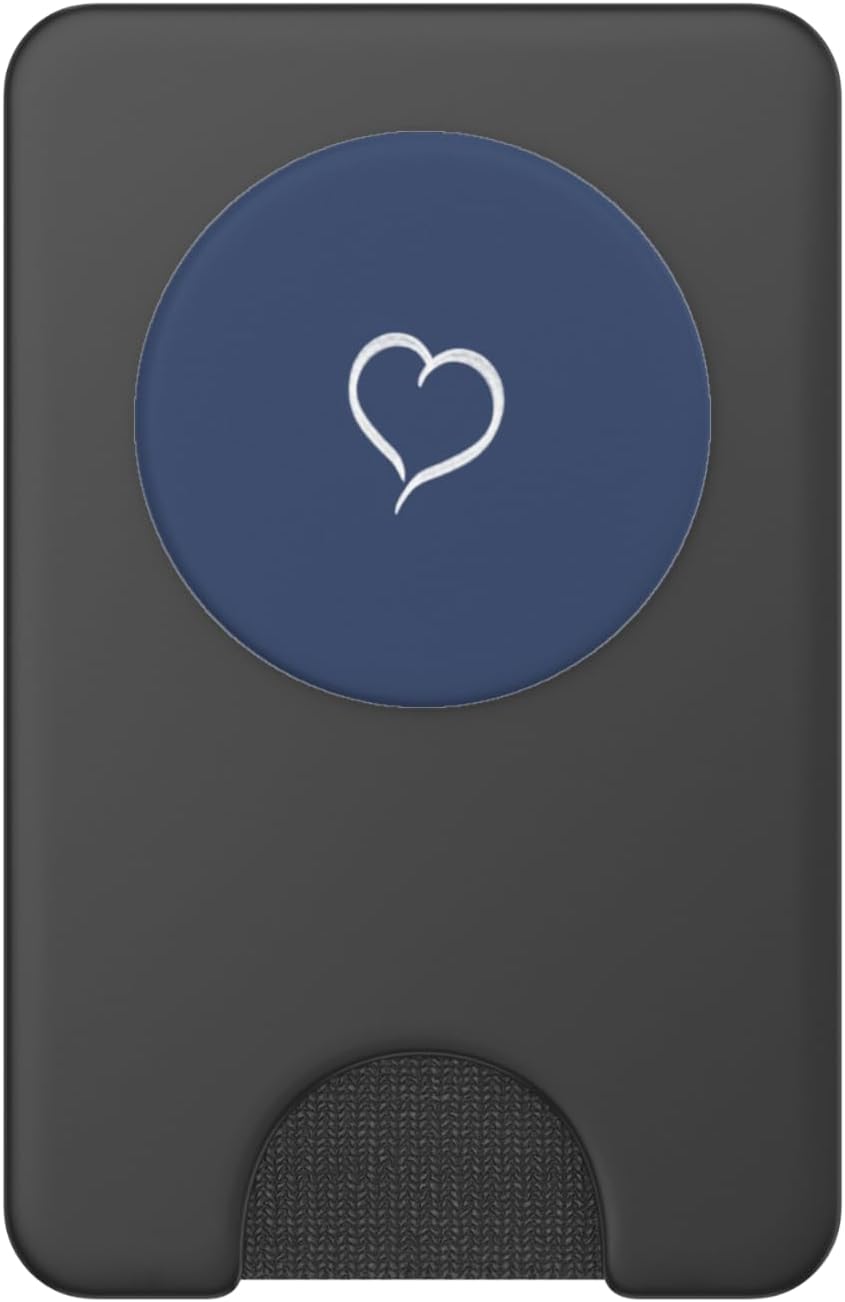 Navy/Pastell Blue Hand Drawn Heart Minimalist Love PopSockets PopWallet for MagSafe