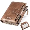 Senbos Portefeuille Homme en Cuir Véritable, Poche à Monnaie avec Blocage RFID, 18 Porte Carte Crédit, 2 Compartiment à Billets et Support de Carte d’identité Amovible, avec Boîte Cadeau