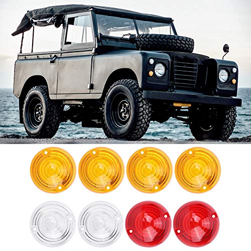 8 pezzi LED tondo LED Clearance Kit lente lampada Lente freno stop fanale posteriore 589285 Indicatori di direzione anteriori posteriori posteriori Luce adatta per Land Rover Serie 3 Tutti i mod