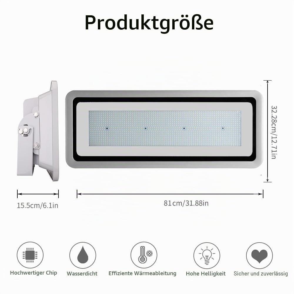 papasbox 1000W LED Strahler, 100000LM LED Fluter Flutlicht Außenstrahler, Superhell Kaltweiß Fluter 6500K, Ideale Wandleuchte Scheinwerfer Außenbeleuchtung für Garten, Garage, Hotel