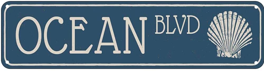 Ocean BLVD Retro Tin Signs Aluminum Metal Sign for Kitchen Home Garden Wall Bar Cafe Decor 4x16 Inch
