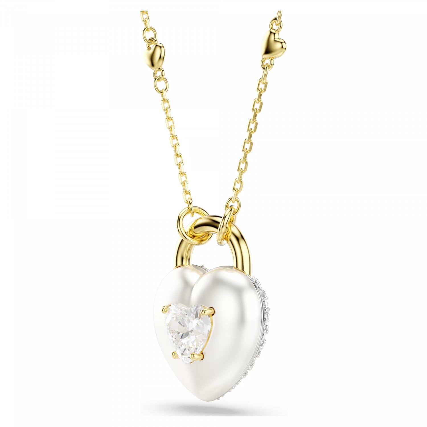 Swarovski Idyllia Anhänger, Verschiedene Schliffe, Herz, Weiß, Goldlegierungsschicht
