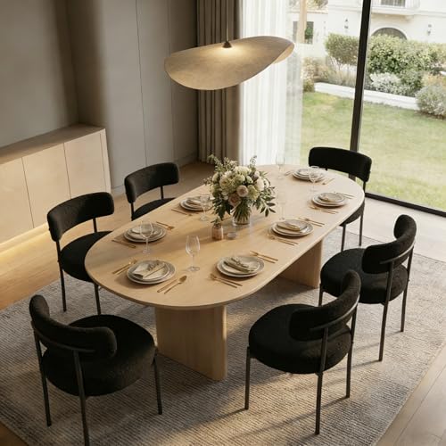 YU YUSING Lot de 6 Chaises de Salle à Manger Bouclettes Rembourrées en Tissu Teddy Ultra-épais, Chaises de Cuisine Salon Confortable Scandinaves, Design...