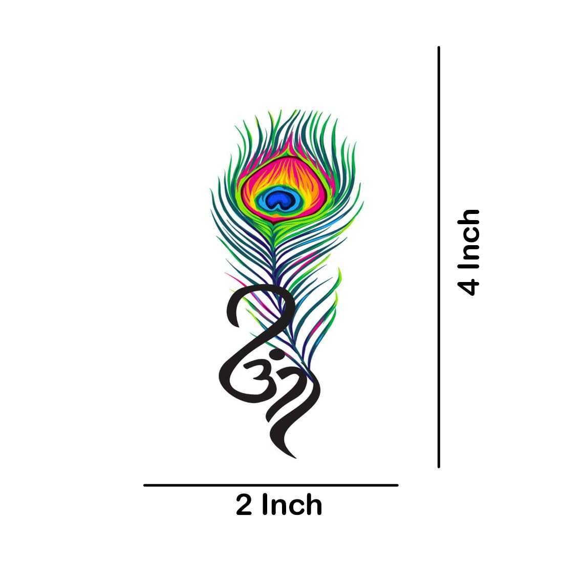 Temporary Tattoowala Krishna Feather With Om Temporary Tattoo Sticker For Male And Female Tattoo sticker 1