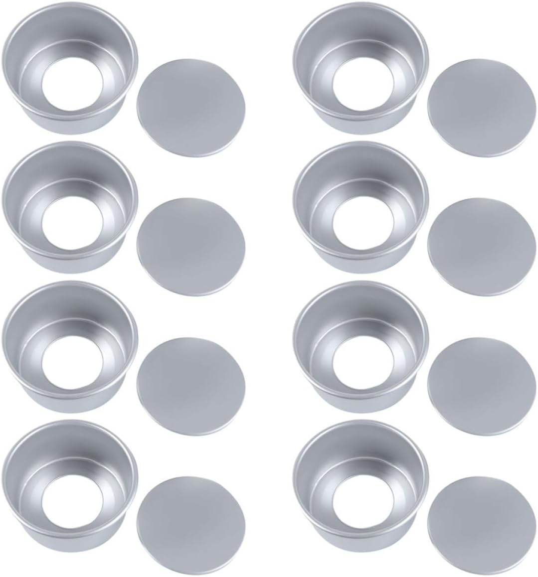 SEWACC 8pcs 4 Inch Anodized Aluminum round Baking Pans with Removable Bottoms, Nonstick Household Cake Molds for Mousse and Microwave Baking