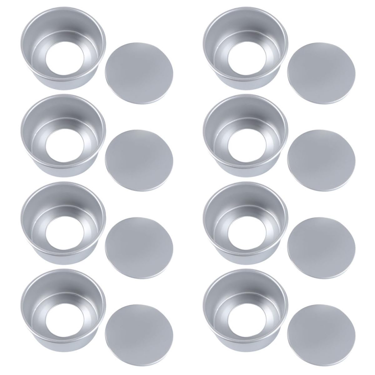 Housoutil 8 Moldes para Pastel Redondo de Aleación de Aluminio con Base Desmontable, Diseño Anodizado Adecuado para Panadería Profesional y Repostería en Horno