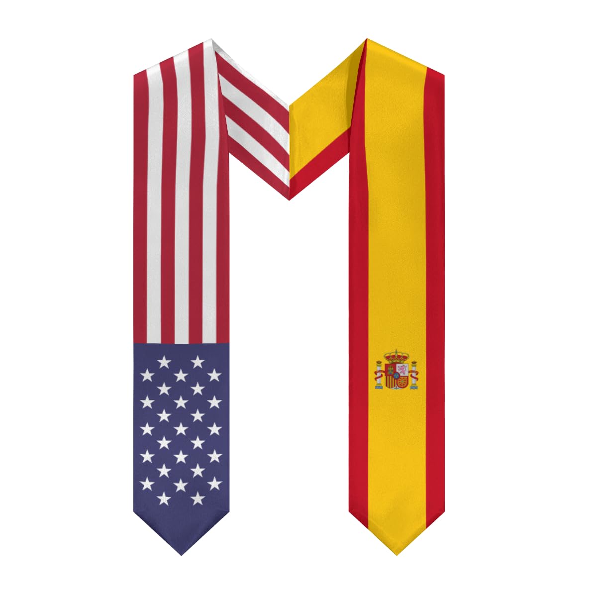 DABOYOZHZH Spain Mix United States Flag Graduation Stole Sash For Study Aboard International Students
