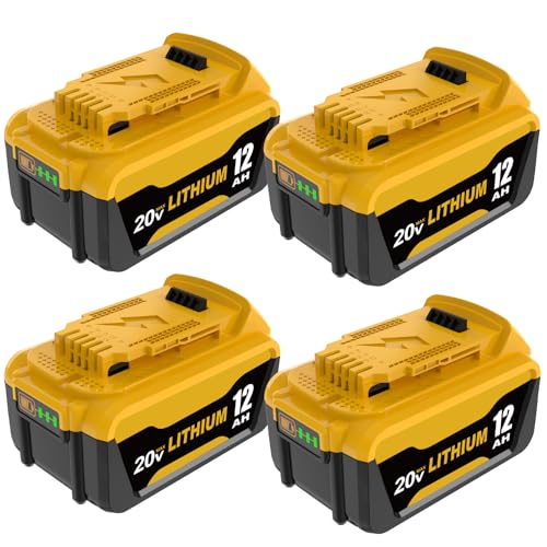4Packs 12.0Ah Replacement for Dewalt 20V Max Battery Compatible with Dewalt 20 Volt XR Max Lithium-ion Battery DCB200 DCB205 DCB206 DCB207 DCB204 DCB201 DCB201 DCD-DCF-DCG Series Power Tools (Yellow)