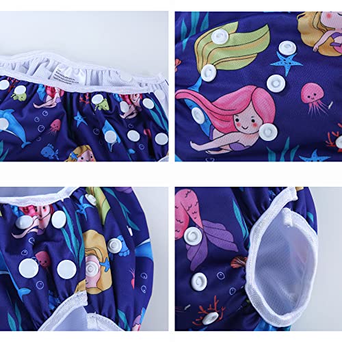 MIXIDON Reusable Swim Nappy Baby Swimming Nappies Adjustable Size Washable Nappy for Swimming Lesson 0-3 Years,Mermaid+Rainbow+Elephant - Image 2