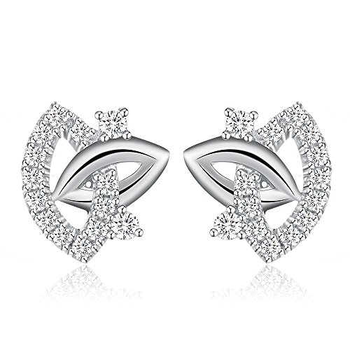 Ashley joyas moda plata de ley clara CZ ojos y labios Stud Pendientes