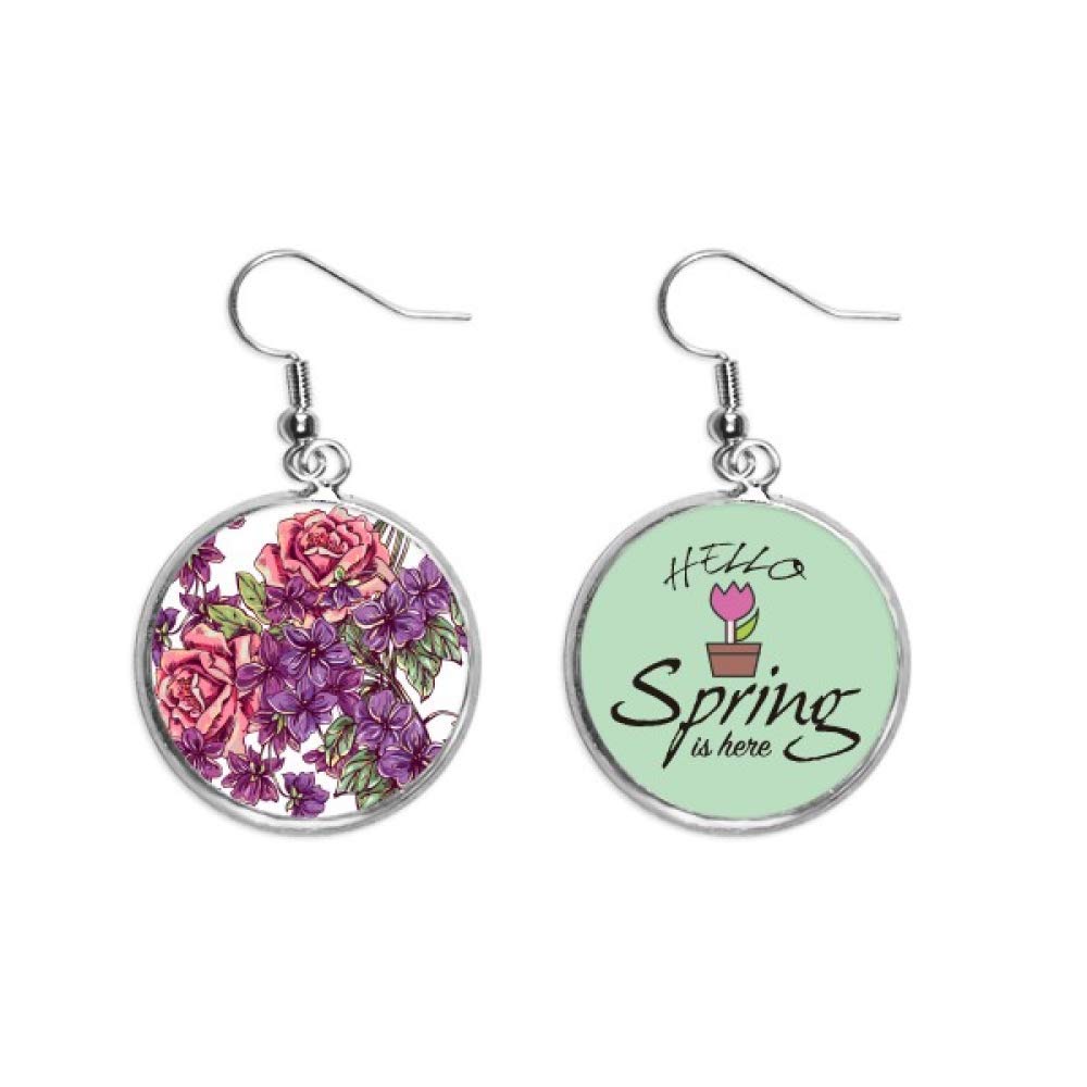 Pendientes de primavera flor hoja azul blanco colgante decorativo joyas mujer 5
