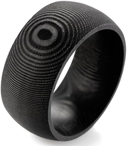 Men's 11mm Width Domed 100% Carbon Fiber Ring with Tree Rings Pattern