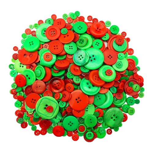 Alfykym 600-700Pcs Christmas Craft Buttons Bulk Red and Green Buttons for Crafts Assorted Green Red Button for Crafting Sewing DIY Crafts Decoration