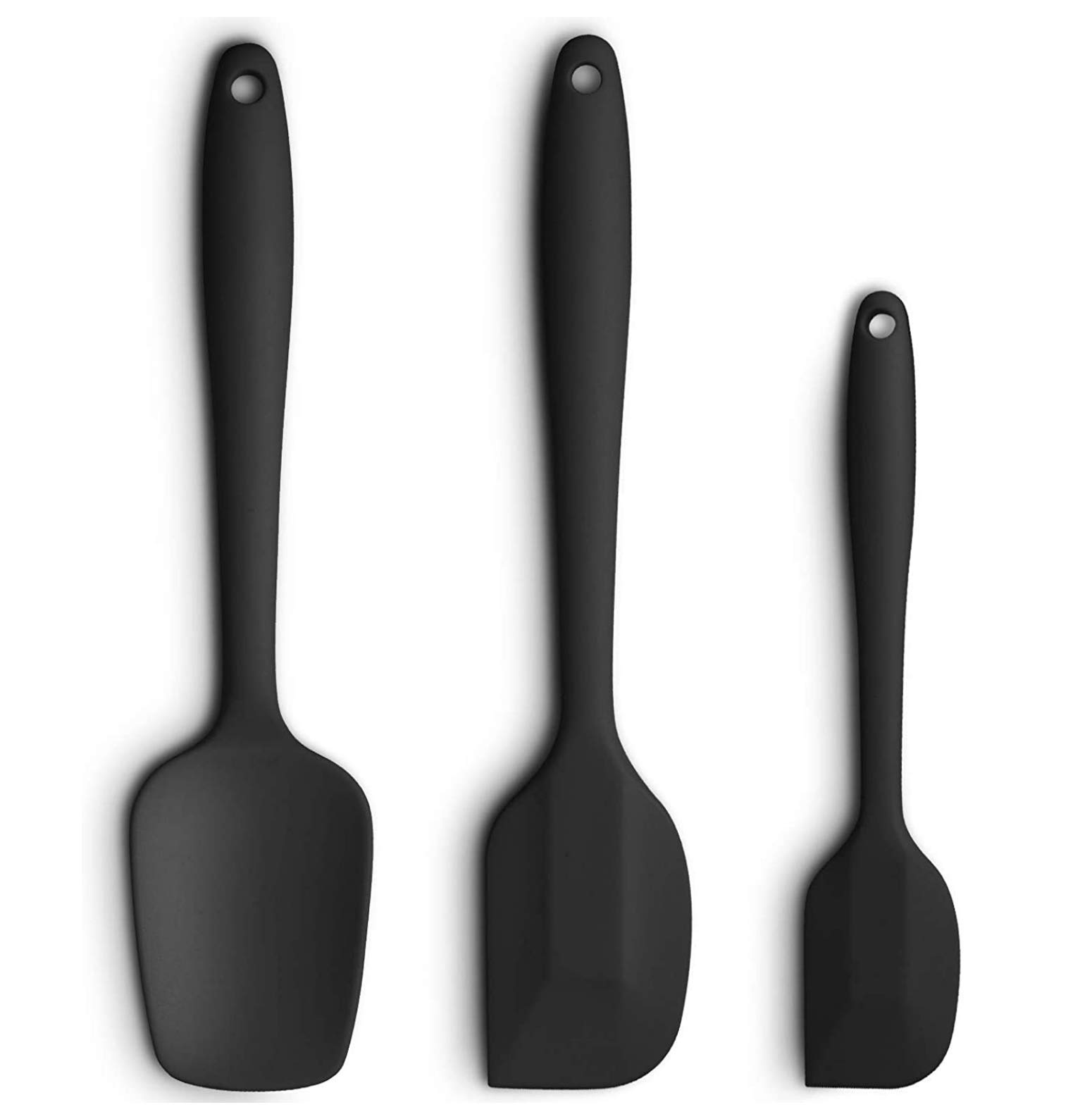 ALLWIN-HOUSEWARE WSilicone Spatula 3-piece Set, Ergonomic Handle High Heat-Resistant Spatulas, Non-stick Rubber Spatulas with Stainless Steel Core, Black