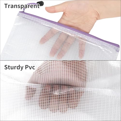 eoout 30pcs mesh zipper pouch bags 8 sizes plastic bags 8 colors waterproof pouches with slide fastener for organization multipurpose for travel school supplies office and home organization