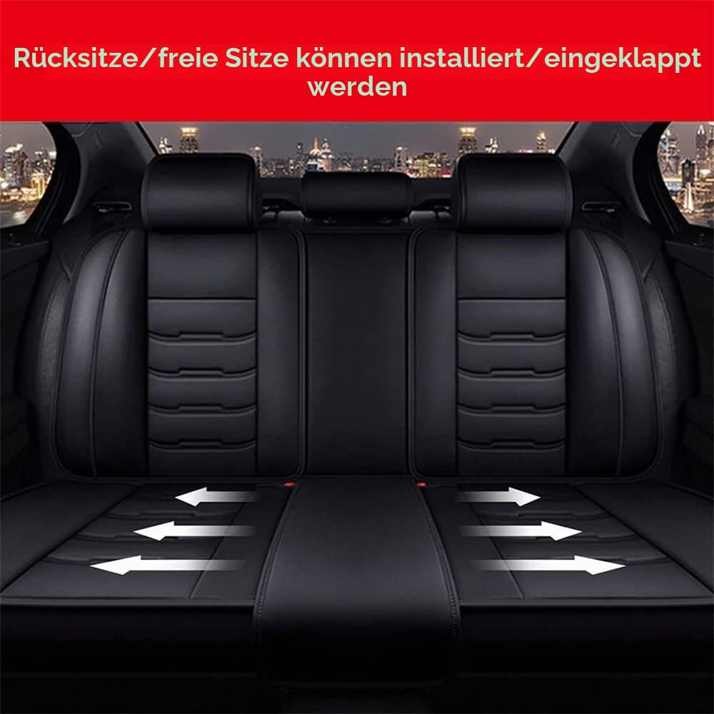 Auto Sitzbezüge für Mercedes-Benz GLC 220 d 4MATIC 2022 5-Sitze PU Leder Vorne und Hinten Autositzbezüge Zubehör,Black-Standard_Set