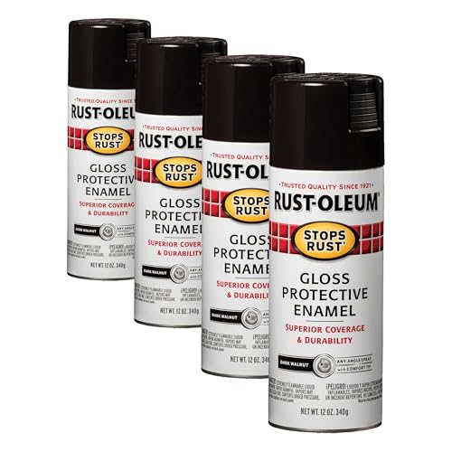 Image of Rust-Oleum 262661 Stops Rust Spray Paint, 12 oz, Gloss Dark Walnut (Pack of 4)
