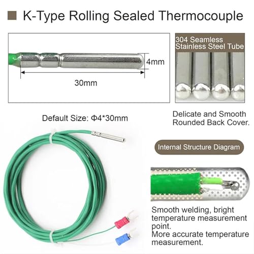 Cables termopar tipo K de 0.5m y sensor de temperatura para 260 ℃, 1 ud. 2