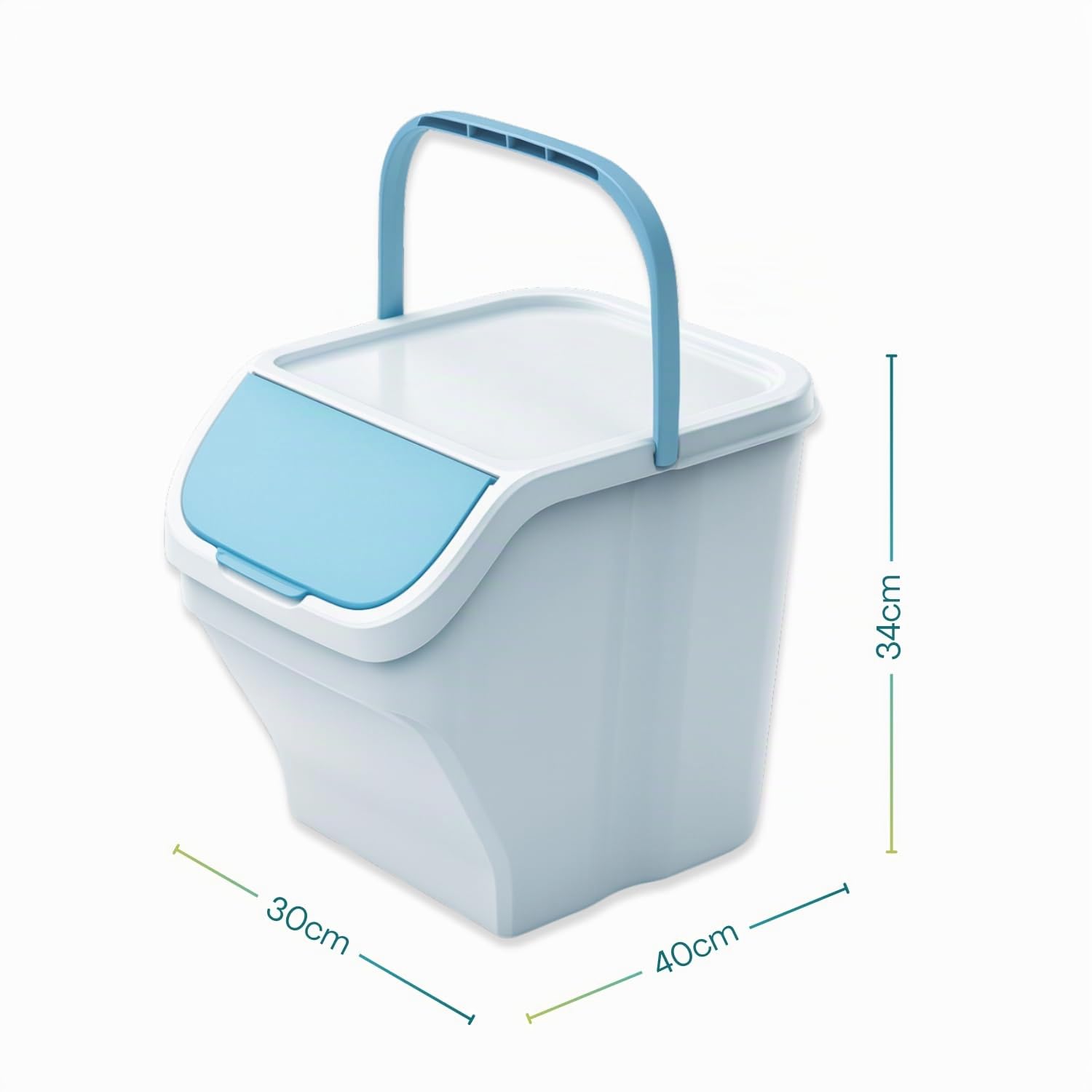 PALUPLUS Set 3 Pattumiere a Torre Bianche per Raccolta Differenziata, misura 40x30x34 cm, Capacità 25 Litri, Bidoncini Spazzatura Impilabili con Maniglia, Colori Giallo, Grigio e Azzurro -1235C -3,48