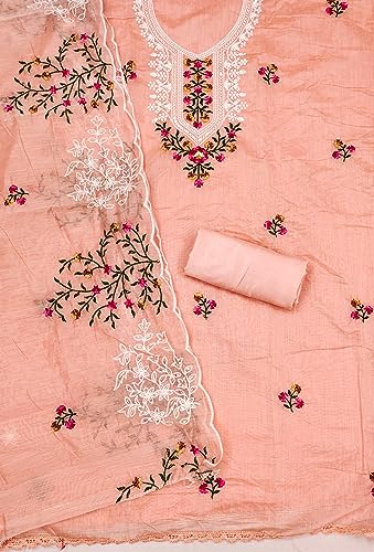 Pandadi Saree Women's Heavy Chanderi Embroidery Work Fancy Unstitched Salwar Suit Dress Material