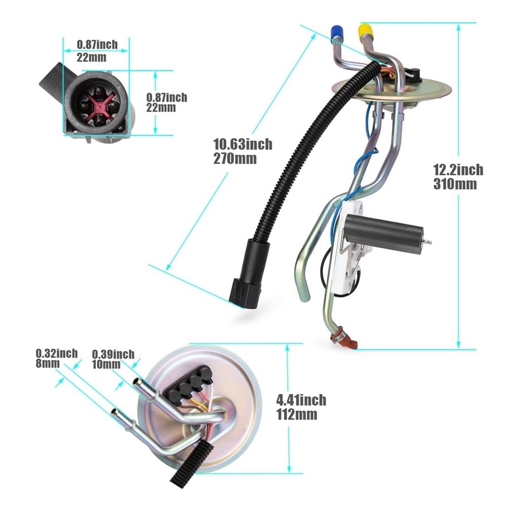 FMSU-9DER Compatible for Diesel Pickup Sending Unit Fuel Tank Float Oil Pump Assembly Compatible for Ford F250 F350 1994 1995 1996 1997 Car Accessories